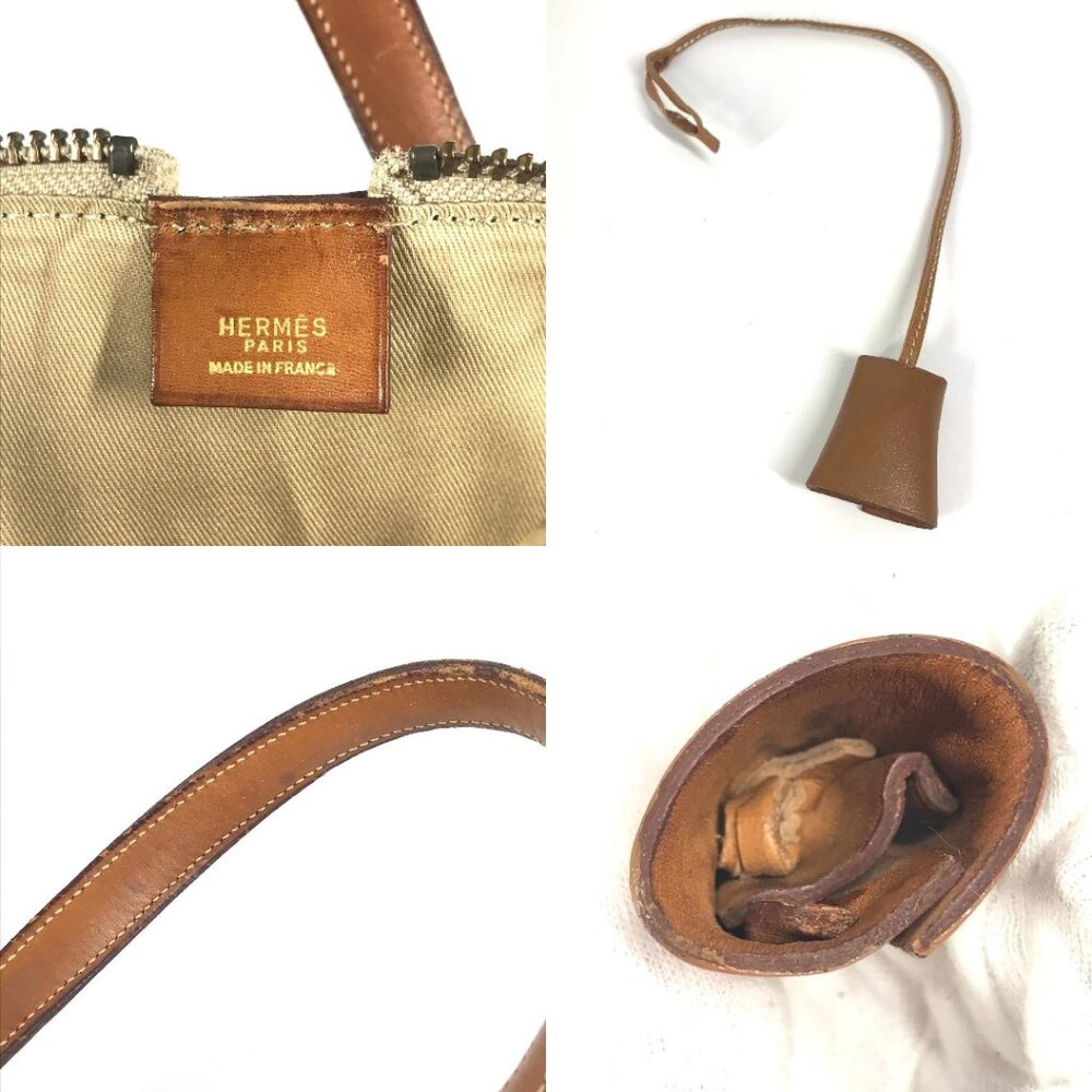 HERMES vintage Victoria 50 Travel Bag Duffle Bag Leather/Canvas Beige/Brown - Picture 15 of 15